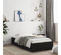 Bed frame single black 90x190 cm engineered wood with 2 storage drawers sturdy. [EEK: A]