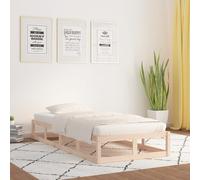 Bed Frame Single Solid Pine Natural 90x200 cm Wooden Slatted Rustic Untreated EU [EEK: A]