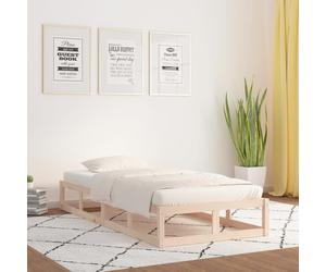 Bed Frame Single Solid Pine Natural 90x200 cm Wooden Slatted Rustic Untreated EU [EEK: A]