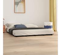 Bed Frame Single Solid Pine Wood Black 90x200 cm Sturdy Plywood Slats Rustic EZ [EEK: A]