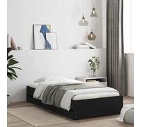Bed frame Single Storage Modern XL Black 90x190cm Engineered Wood with 2 Drawers