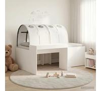 Bed Frame Single White Engineered Wood Space-Saving Tunnel Slatted 80x200 Shelf