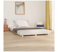 Bed frame small double 120x190 cm natural solid pinewood plywood slats 90x200cm