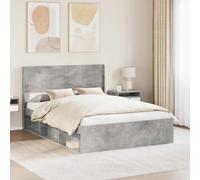 vidaXL Bed Frame with Storage and Headboard Concrete Grey 120 x 190 cm
