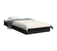 Bed Frame Small Single 75x190 cm Black Engineered Wood Slatted Base Modern Sleek [EEK: A]