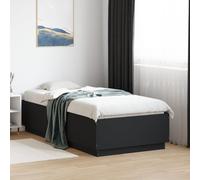 Bed frame Small Single 75x190cm Black Engineered Wood Plywood Slats Modern Style