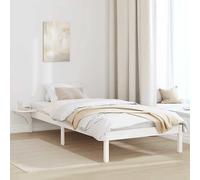 Bed frame Small Single 80x200cm White Solid Pine Wood Slatted Modern Low Profile