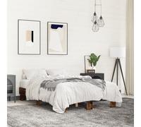 Bed Frame Smoked Oak 120x200 cm Engineered Wood Metal Plywood Slats Sturdy Solid [EEK: A]