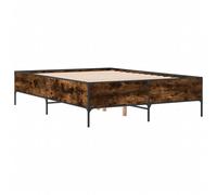 vidaXL Bed Frame Without Mattress Smoked Oak 135X190 cm Double, Brown