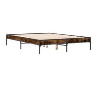 Bed Frame Smoked Oak 135x190 cm Double Engineered Wood and Metal vidaXL