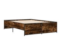 Bed Frame Smoked Oak 135x190 cm Double Engineered Wood and Metal vidaXL