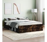 Bed Frame Smoked Oak 135x190cm Engineered Wood Solid Pinewood Double No Mattress [EEK: A]