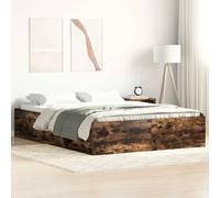 Bed Frame Smoked Oak 75x190cm 2FT6 Engineered Pine with 6 Open Cubbies - sturdy