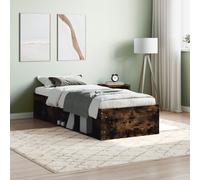 Bed Frame Smoked Oak 75x190cm Engineered Wood Solid Pinewood Small Single 6-Comp [EEK: A]