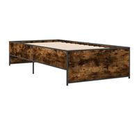 Bed Frame Smoked Oak 90x190 cm Single Engineered Wood and Metal vidaXL