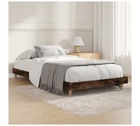 Bed Frame Smoked Oak 90x200 cm Engineered & Eucalyptus Wood Plywood Slats Modern