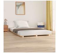 Bed frame Solid Natural Pinewood 150x200 cm King Size Rustic Slatted Handcrafted