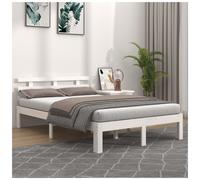 Bed frame Solid pine 150x200 cm White slatted base King modern minimalist sl