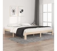 Bed Frame Solid Pine 6ft Super King Natural Finish Slatted Sturdy Wood Modern XL