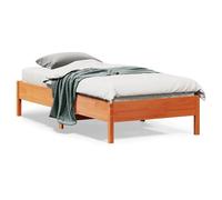 Bed Frame Solid Pine 75x190cm Brown Rustic Slatted Small Single Wooden Platform