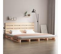 Bed frame Solid Pine 90x190cm Single Natural Slatted Headboard Rustic Unfinished