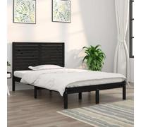 Bed frame solid pine black 90x210cm extra-long slatted headboard with storage UK