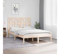Bed Frame Solid Pine Brown 120x190cm Unstained 4ft Small Double Wooden Headboard [EEK: D]