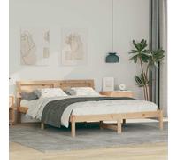 Bed frame Solid Pine Brown 160x200 LED Headboard 212x165.5x73 cm Slatted RGB UK