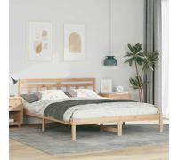 Bed Frame Solid Pine Brown 205.5x80.5x80.5cm Sturdy With Headboard, Matte Finish [EEK: D]