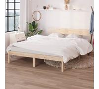 Bed Frame Solid Pine Brown 90x200 cm Single Wooden Headboard Rustic Solid Slats [EEK: A]