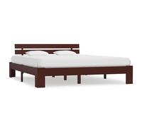 Bed Frame Solid Pine Dark Brown 180x200cm Super King UK Slatted Wooden Headboard [EEK: A]