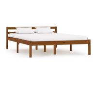 Bed frame solid pine honey brown 140x200 cm slatted wooden platform chic design [EEK: A]
