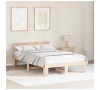 Bed Frame Solid Pine Natural 120x190 cm Headboard Modern Minimalist 66cm Durable