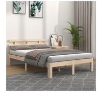 Bed frame Solid pine natural 120x190cm small double slatted base modern sturdy.