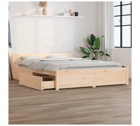 Bed Frame Solid Pine Natural 120x190cm Small Double With 4x Drawers & Headboard