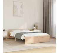 Bed Frame Solid Pine Natural 120x200 cm Slatted Minimalist Wooden Platform Chic