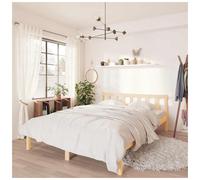 Bed frame solid pine natural 160x200 cm extra long slatted wooden with headboard