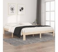 Bed frame Solid Pine Natural 160x200 cm Slatted Wooden Base Rustic
