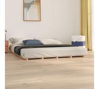 Bed Frame Solid Pine Natural 160x200 cm Slatted Wooden Platform Bed Rustic Style [EEK: A]