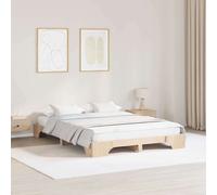 Bed frame Solid pine natural 160x200cm Low slatted platform modern sturdy extra