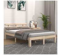 Bed frame Solid pine natural 200x200 cm platform wooden bedframe minimal design