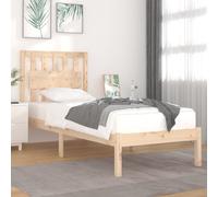 Bed Frame Solid Pine Natural 75x190cm Small Single Rustic Headboard Sturdy Frame