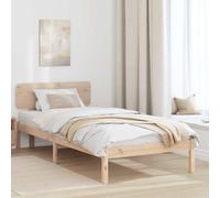 Bed Frame Solid Pine Natural 80 x 200 cm Wooden Slatted Headboard No Boxspring
