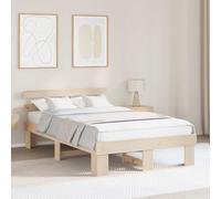 Bed Frame Solid Pine Natural Brown 135 x 190 cm Headboard Modern Minimal Style.