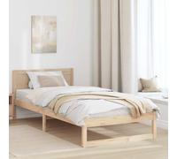 Bed Frame Solid Pine Natural Brown 90x200 cm Headboard Modern Rustic Platform UK