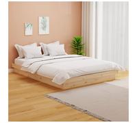 Bed frame Solid pine slatted 140x190 cm Natural finish Rustic Scandinavian Style