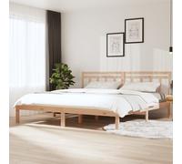 Bed Frame Solid Pine Slatted Headboard Brown 160x200cm Durable 2-Person In