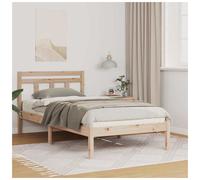 Bed frame Solid pine small single 75 x 190 cm Natural modern slatted headboard