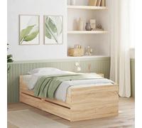 Bed Frame Solid Pine Sonoma Oak 75x190cm Single Storage Drawers Rustic Durable [EEK: A]