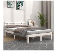Bed frame Solid pine white 120x200 cm Slatted platform Scandinavian style modern